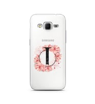 Pembe Çiçekli Harf Tasarım Süper Şeffaf Silikon Telefon Kılıfı Samsung Core Prim