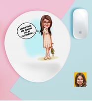 BK Gift Kişiye Özel Kız Çocuk Kolay Yetişmiyor Karikatürlü Bilek Destekli Mouse Pad-1 (Beyaz)