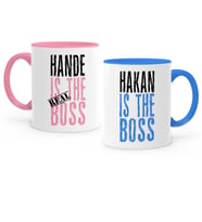 BK Gift Kişiye Özel İkili Pembe  Mavi Sevgili Kupa Bardak Seti  2