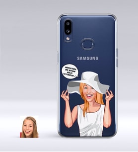 BK Gift Kişiye Özel Bayan Kolay Yetişmiyor Karikatürlü Samsung Galaxy A10s İnce Şeffaf Silikon Telefon Kapağı-6 (Beyaz)