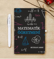 BK Gift Kişiye Özel Matematik Öğretmeni Beyaz Defter ve Kalem Hediye Seti-11
