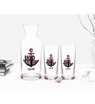 BK Gift Kişiye Özel Renkli Baskılı Kaptan Tasarımlı İkili Rakı Bardağı ve Karaf Hediye Seti-3 (Beyaz)