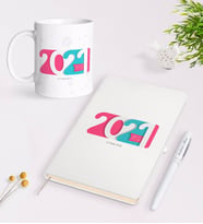 BK Gift Kişiye Özel 2024 Mutlu Yıllar Beyaz Defter Kalem ve Kupa Seti-6 (Model 1)