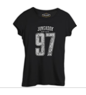 BTS -  Jungkook 97 Siyah Kadın Tshirt