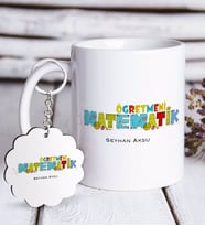 BK Gift Kişiye Özel Matematik Öğretmeni Beyaz Kupa ve Anahtarlık Hediye Seti-2 (Model 1)