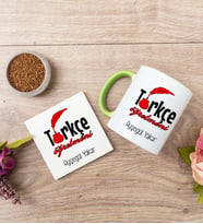 Türkçe Öğretmeni Yeşil Kupa Bardak Ve Bardak Altlığı Seti