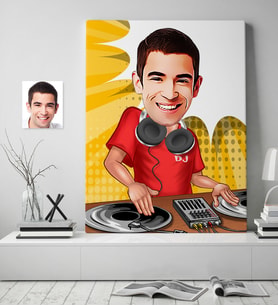 BK Gift Kişiye Özel Bay Dj Karikatür Kanvas Tablo 70x100cm 1