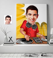 BK Gift Kişiye Özel Bay Dj Karikatür Kanvas Tablo 70x100cm 1
