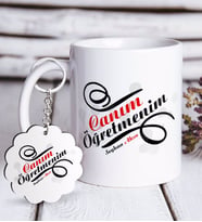 BK Gift Kişiye Özel Canım Öğretmenim Beyaz Kupa ve Anahtarlık Hediye Seti-2 (Model 1)