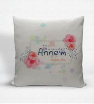 BK Gift Kişiye Özel Bugün Günlerden Annem Dekoratif Keten Yastık (Bej)