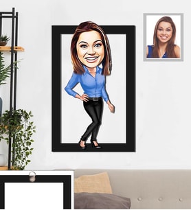 Kişiye Özel İş Kadını Karikatürlü 3D Ahşap Tablo 30x47 Bayan-20