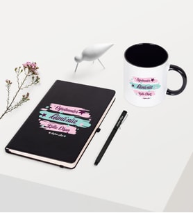 BK Gift Kişiye Özel Öğretmenler Gününüz Kutlu Olsun Temalı Siyah Defter Kalem Kupa Seti - 4