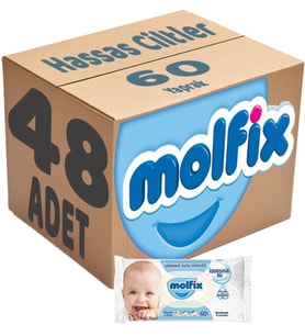 Molfix Islak Havlu Mendil İzotonik Hassas Ciltler 48 Li Set 60 Yaprak Plastik Kapaklı