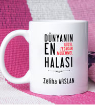 Hala Tasarımlı Kişiye Özel Hala Kupa Bardak