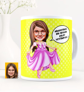 BK Gift Kişiye Özel Kolay Yetişmiyor Kız Çocuk Karikatürlü Beyaz Kupa Bardak - 4
