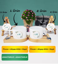 İkili Çiçek Tasarımlı İsme Özel Kısa Kupa Bardak Anahtarlık