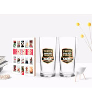 BK Gift Kişiye Özel Renkli Baskılı Yarıya Kadar Değil Yaraya Kadar Tasarımlı İkili Rakı Bardağı ve Rakı Cep Kitabı Hediye Seti-5 (Model 1)