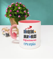 Mesajlı Din Kültürü Öğretmeni Kupa Bardak Pembe