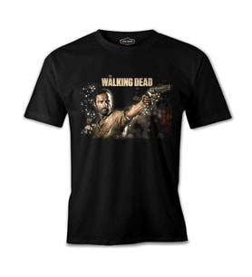 The Walking Dead - Rick 2 Siyah Erkek Tshirt