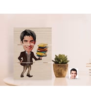 BK Gift Kişiye Özel Erkek Öğretmen Karikatürlü Otantik Masaüstü Ahşap Palet Çerçeve (Beyaz)
