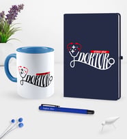 BK Gift Kişiye Özel Doktor Temalı Lacivert Defter Kalem Kupa Seti - 13 (Model 1)