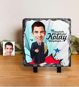 BK Gift Kişiye Özel Bay Avukat Karikatürlü Dekoratif Doğal Taş  1