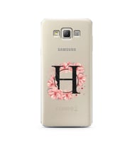 Pembe Çiçekli Harf Tasarım Süper Şeffaf Silikon Telefon Kılıfı Samsung A7 (2015)