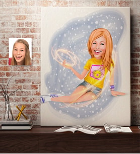 BK Gift Kişiye Özel Bayan Karikatürlü Kanvas Tablo 70x100cm -42