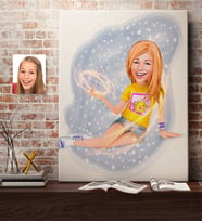 BK Gift Kişiye Özel Bayan Karikatürlü Kanvas Tablo 70x100cm -42