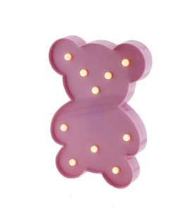 25cm Led Işıklı Plastik Ayıcık Gece Lambası (Pembe)