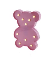 25cm Led Işıklı Plastik Ayıcık Gece Lambası (Pembe)