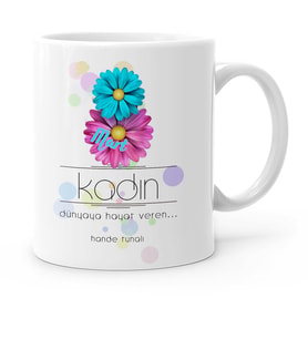 BK Gift Kişiye Özel Kadınlar Günü Temalı Beyaz Kupa Bardak  9