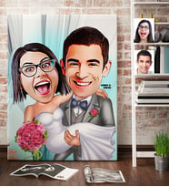 BK Gift Kişiye Özel Gelin Damat Karikatür Kanvas Tablo 70x100cm 7