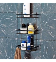 Geseus Üç Katlı Kancalı Banyo Rafı Mat Siyah ES065H