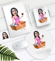 BK Gift Kişiye Özel Bayan Patron Karikatürlü Defter Kalem Kupa Mouse Pad Seti-7 (Model 1)