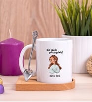 Siz Sanki Çok Şeysiniz Ahşap Altlıklı Beyaz Kupa Bardak