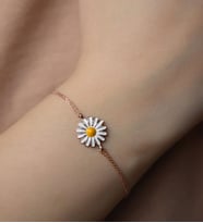 Papatya Silver 925 Ayar Gümüş Mineli Papatya Bileklik