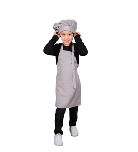Mutfak Önlüğü Şapkalı(Çocuklar İçin) Gri