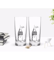 BK Gift Kişiye Özel Renkli Baskılı Galata Kulesi Tasarımlı İkili Rakı Bardağı Seti-10 (Beyaz)