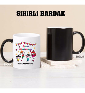 Canım Öğretmenim Yazılı Kupa Bardağı Sihirli (Beyaz)