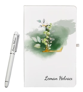 Kjişiye Özel Hazırlanmış Harf Tasarımlı Hediye Defter ve Roller Kalem Seti