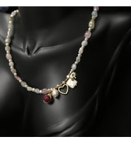 Morganit ve İnci Charm Kolye