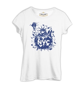 New York - Özgürlük Anıtı Beyaz Kadın Tshirt