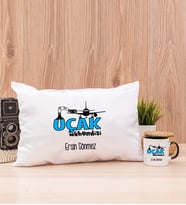 Uçak Mühendisi Dikdörtgen Yastık ve Siyah Kupa Bardak