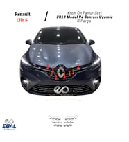 Renault Clio 5 Ön Panjur Krom Seti 2019 Model ve Sonrası 8 Parça P.Çelik