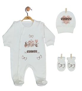 Pia Baby Gl 1927-01 İsme Özel Üçlü Tulum Set
