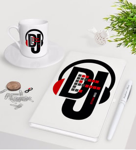 BK Gift Kişiye Özel DJ Beyaz Defter Kalem Türk Kahvesi Fincanı Seti-1 (Model 1)