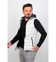 Erkek Slim Fit Şişme Yelek Beyaz 1817