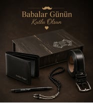 Babalar Günü Hediyesi Kişiye Özel İsim Baskılı Ahşap Kutulu Cüzdan Kemer Kalem Tesbih Seti
