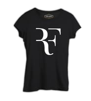 Roger Federer - Logo Siyah Kadın Tshirt